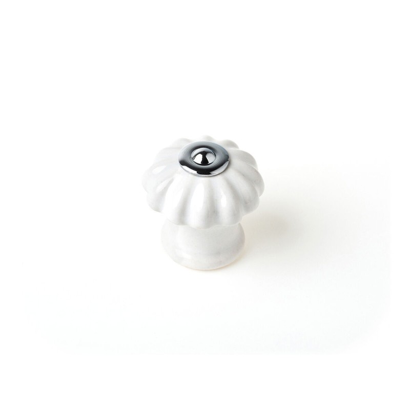 Pomo Rei e524 Bianco Metallo Ø 28 x 27 mm 4 Pezzi Pomo Rei e524 Bianco Metallo Ø 28 x 27 mm 4 Pezzi