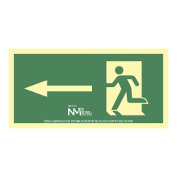Insegna Normaluz Evacuación flecha izquierda PVC 32 x 16 cm