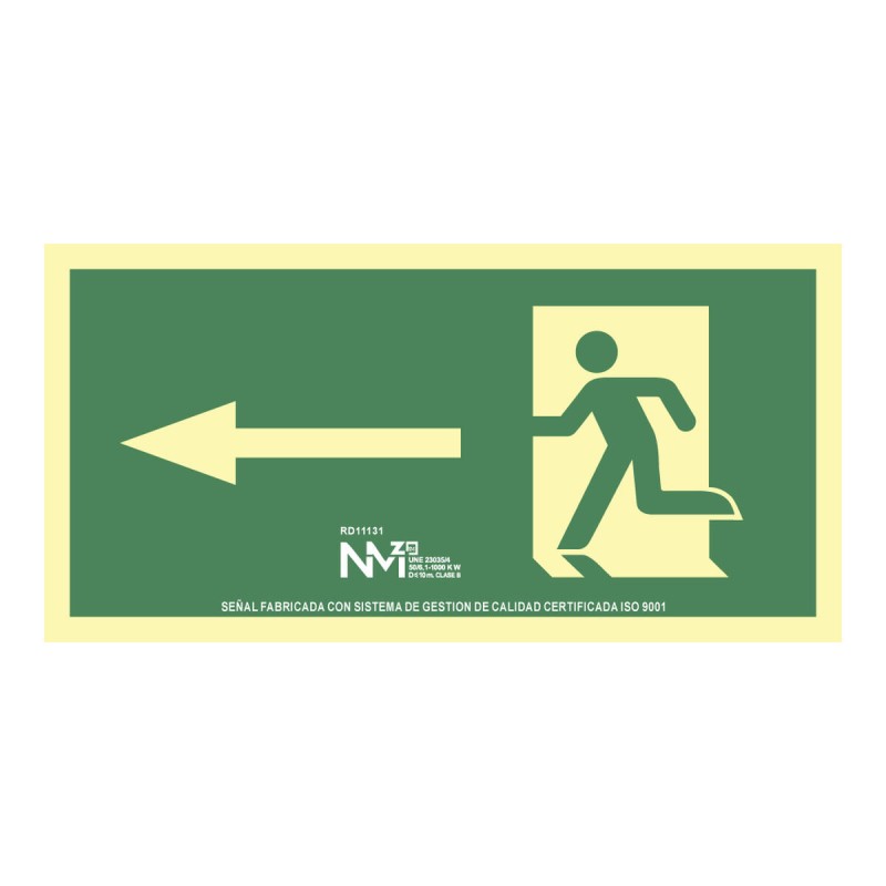 Insegna Normaluz Evacuación flecha izquierda PVC 32 x 16 cm