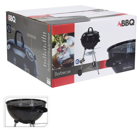 Barbecue a Carboni con Ruote Nero 47 x 90 cm Rotonda