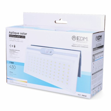 Applique LED EDM 31848 Bianco 6 W 430 Lm 6500 lm Solare Sensore di Movimento 6500 K