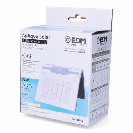 Applique LED EDM 31846 Bianco 2 W 220 lm Solare Sensore di Movimento (6500 K)