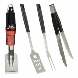 Utensili per barbecue Nero 3 Pezzi