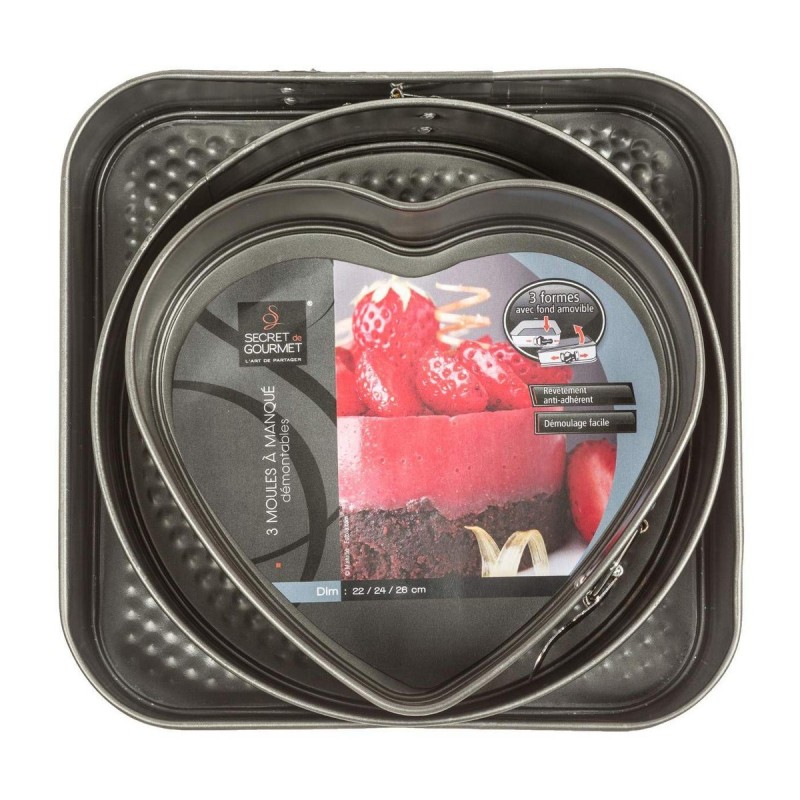 Set di Stampi Smontabili Secret de Gourmet Nero Alluminio 3 Pezzi Set di Stampi Smontabili Secret de Gourmet Nero Alluminio 3 Pezzi