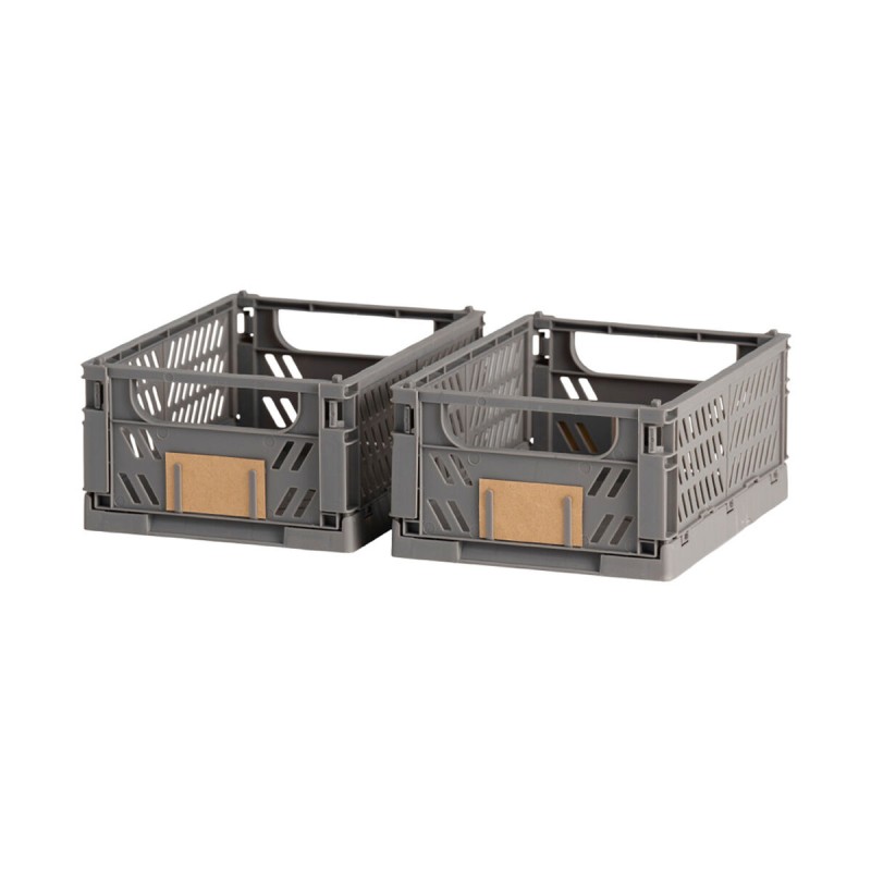 Set di Scatole per Sistemare Impilabili Grigio scuro 25 x 16,5 x 10 cm Set di Scatole per Sistemare Impilabili Grigio scuro 25 x 16,5 x 10 cm