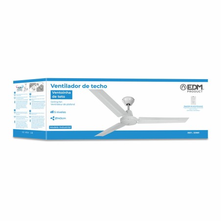Ventilatore da Soffitto EDM 33981 Bianco 60 W Ø 140 cm industriale