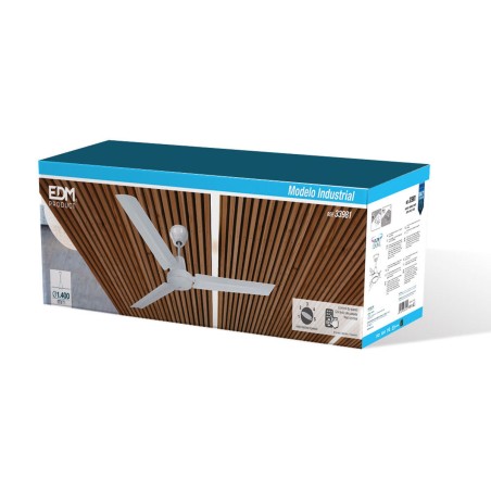 Ventilatore da Soffitto EDM 33981 Bianco 60 W Ø 140 cm industriale