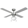 Ventilatore da Soffitto con Luce EDM 33801 Caribe Argentato 50 W