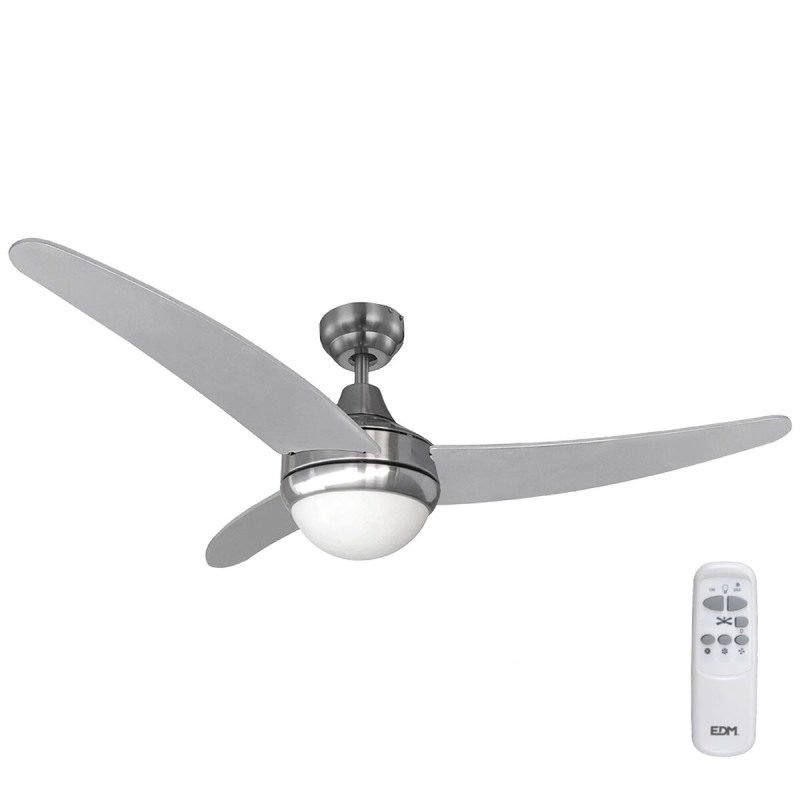 Ventilatore da Soffitto con Luce EDM 33804 Egeo Argentato 60 W Ventilatore da Soffitto con Luce EDM 33804 Egeo Argentato 60 W