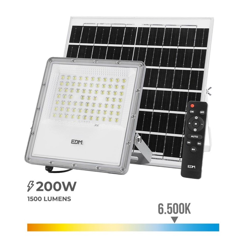Faro Proiettore EDM 31855 200 W 1500 lm Telecomando Pannello solare (6500 K) Faro Proiettore EDM 31855 200 W 1500 lm Telecomando Pannello solare (6500 K)