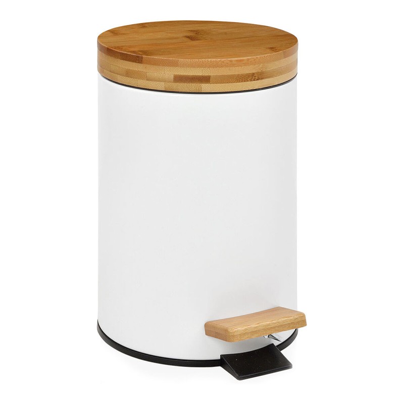 Cestino a pedale Andrea House Bianco Mat Metallo Bambù 3 L (Ø 17 x 26 cm) Cestino a pedale Andrea House Bianco Mat Metallo Bambù 3 L (Ø 17 x 26 cm)