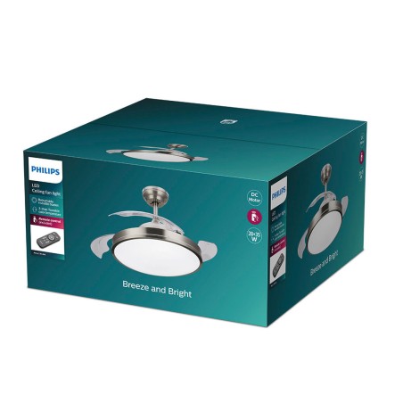 Ventilatore da Soffitto con Luce Philips Atlas 35 W 28 W 4500 Lm nichel (2700 K)
