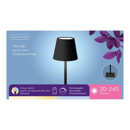 Lampada LED da Tavolo Lumineo 894376 Nero Metallo 17 cm Ricaricabile