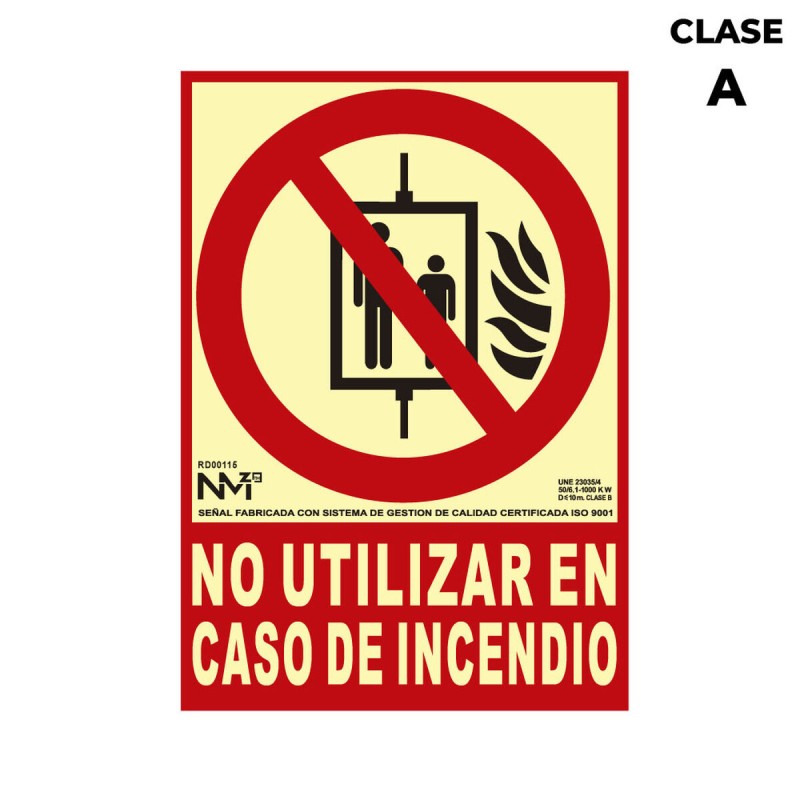 Insegna Normaluz No utilizar en caso de incendio PVC