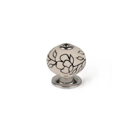 Pomo Rei e504 Bianco Metallo Fiore Ø 40 x 36 mm 4 Pezzi