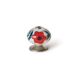 Pomo Rei e500 Rosso Metallo Fiore Ø 40 x 36 mm 4 Pezzi