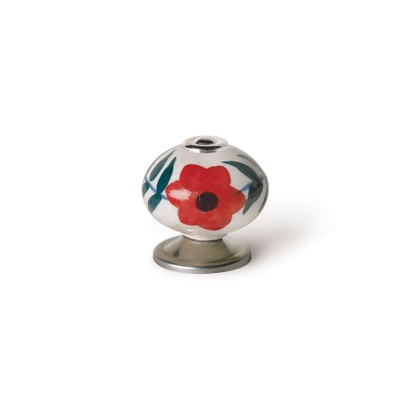 Pomo Rei e500 Rosso Metallo Fiore Ø 40 x 36 mm 4 Pezzi