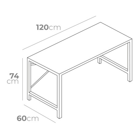 Scrivania EDM 75195 Nero Legno Metallo 120 x 60 x 74 cm