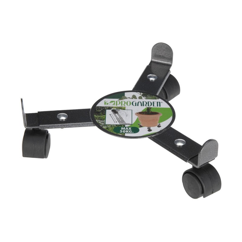 Supporto con Ruote per Vasi Regolabile Grigio Metallo (30 cm) Supporto con Ruote per Vasi Regolabile Grigio Metallo (30 cm)