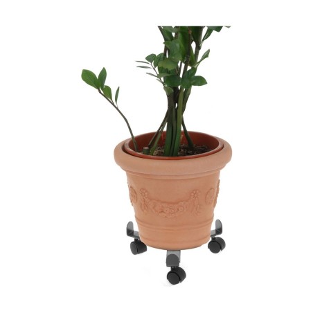 Supporto con Ruote per Vasi Regolabile Grigio Metallo (30 cm)