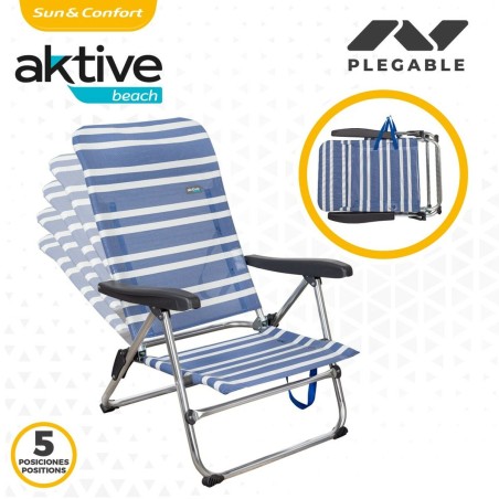 Sedia Pieghevole Aktive Mykonos A strisce 47 x 85 x 50 cm (4 Unità)
