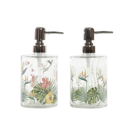 Dispenser di Sapone DKD Home Decor Tropicale Cristallo Multicolore ABS (10 x 8 x 17 cm) (2 Unità)