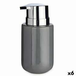 Dispenser di Sapone Berilo J1017-A-GRIS Grigio Argentato Metallo Ceramica 350 ml 7 x 14,5 x 8,5 cm (6 Unità)