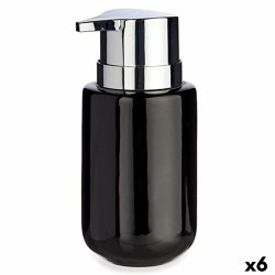Dispenser di Sapone Berilo J1017-A-NEGRO Nero Argentato Metallo Ceramica 350 ml 7 x 14,5 x 8,5 cm (6 Unità)