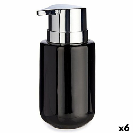 Dispenser di Sapone Berilo J1017-A-NEGRO Nero Argentato Metallo Ceramica 350 ml 7 x 14,5 x 8,5 cm (6 Unità)