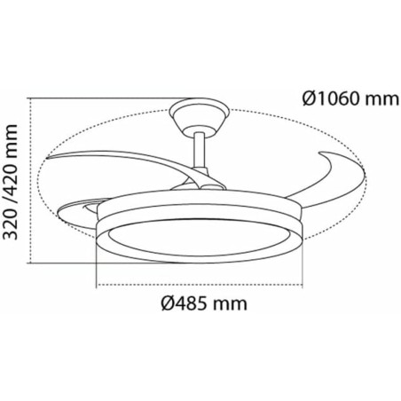 Ventilatore da Soffitto CristalRecord EVO RETRAC Trasparente 72 W
