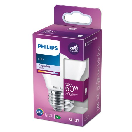 Lampadina LED Philips Sferico E 6,5 W E27 806 lm 4,5 x 7,8 cm (4000 K)