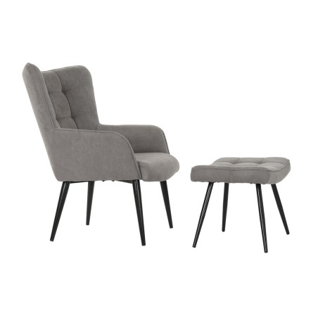 Poltrona DKD Home Decor Nero Grigio 69 x 77 x 91 cm