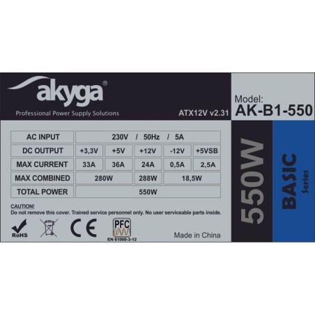 Fonte di Alimentazione Akyga AK-B1-550 ATX 550 W