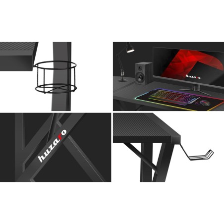 Scrivania Gaming Huzaro Hero 6.3 Nero Acciaio Fibra di carbonio 154 x 74 x 117 cm
