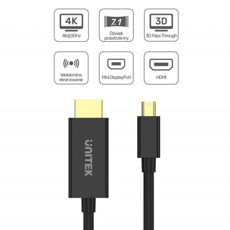 Adattatore Mini Display Port con HDMI Unitek V1152A Nero 2 m
