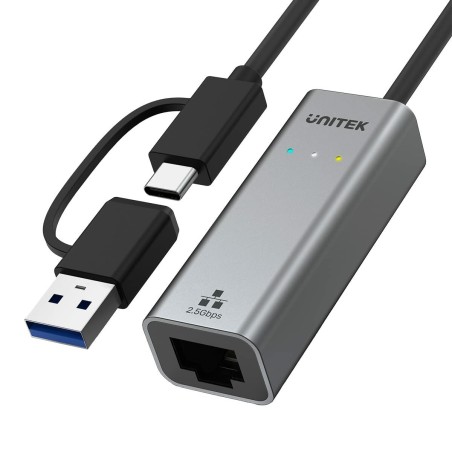 Adattatore USB-C con Ethernet Unitek U1313C Grigio 30 cm