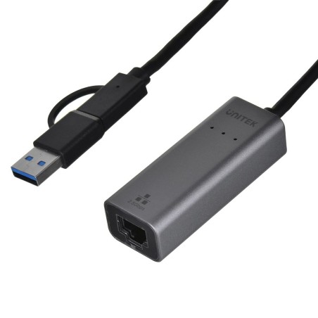 Adattatore USB-C con Ethernet Unitek U1313C Grigio 30 cm