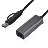 Adattatore USB-C con Ethernet Unitek U1313C Grigio 30 cm