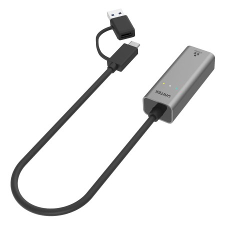 Adattatore USB-C con Ethernet Unitek U1313C Grigio 30 cm