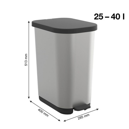 Secchio della spazzatura Rotho Ribo Silver Argento Plastica 35 L