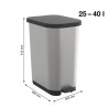 Secchio della spazzatura Rotho Ribo Silver Argento Plastica 35 L