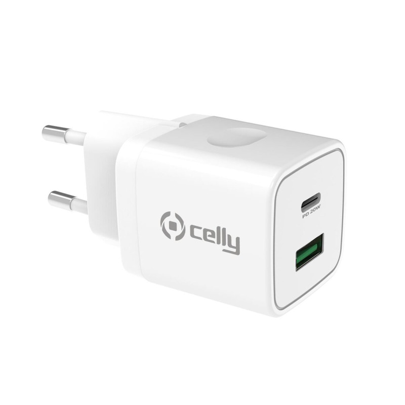 Caricabatterie da Parete 2 in 1 Celly Bianco 20 W Caricabatterie da Parete 2 in 1 Celly Bianco 20 W