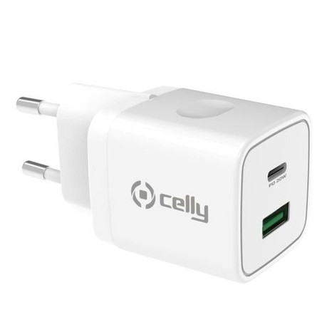 Caricabatterie da Parete 2 in 1 Celly Bianco 20 W