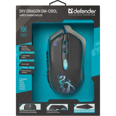 Mouse Gaming Defender GM-090L Nero 3200 DPI