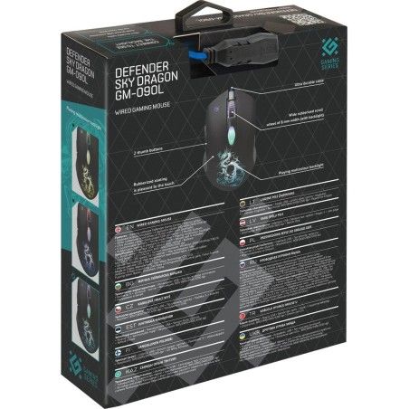 Mouse Gaming Defender GM-090L Nero 3200 DPI