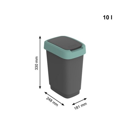 Secchio della spazzatura Rotho Twist Green Verde Plastica 10 L