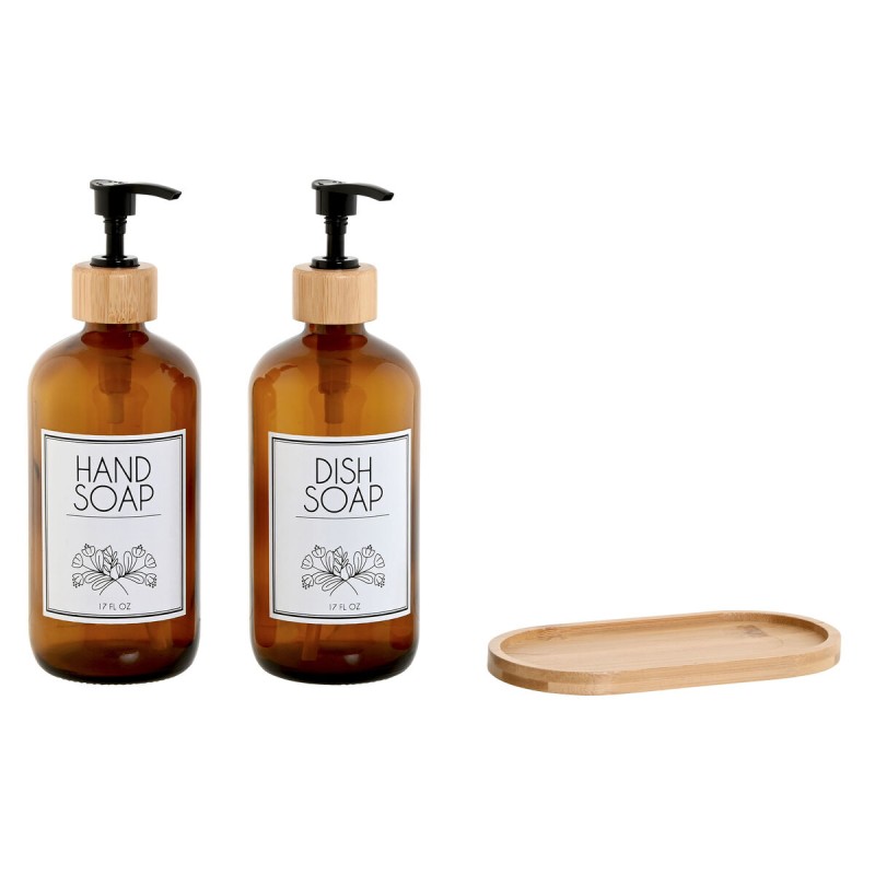 Dispenser di Sapone Home ESPRIT Ambra Naturale Bambù Cristallo 500 ml 7,5 x 7,5 x 20 cm Dispenser di Sapone Home ESPRIT Ambra Naturale Bambù Cristallo 500 ml 7,5 x 7,5 x 20 cm