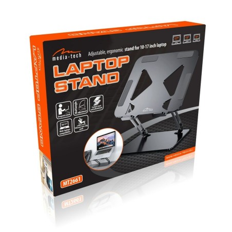 Supporto Pieghevole e Regolabile per PC Portatile Media Tech MT2661 Silicone Alluminio Acciaio al carbonio
