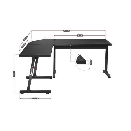 Scrivania Huzaro HZ-Hero 6.0 Nero Acciaio Fibra di carbonio 178 x 4 x 112 cm
