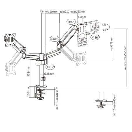Supporto da Tavolo per Schermo GEMBIRD MA-DA2P-01 17" 32"